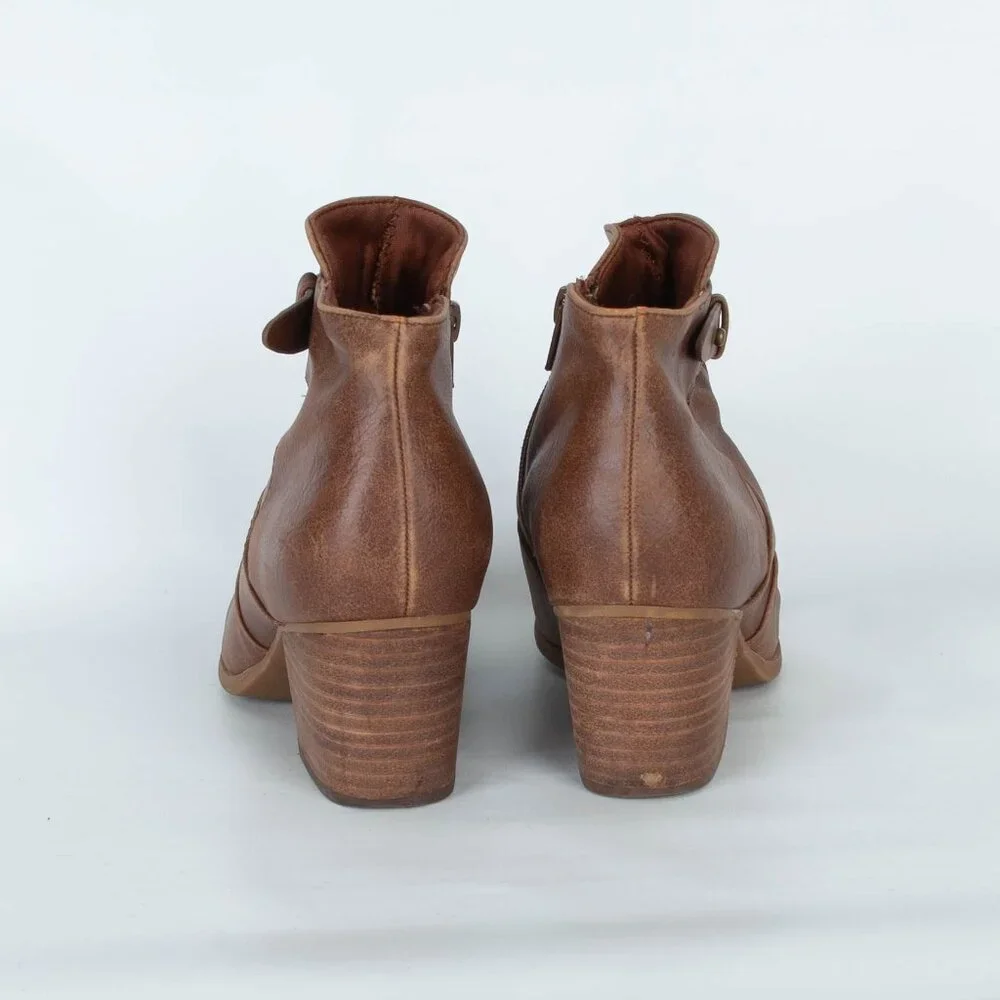 BearTraps Womens Nanette Ankle Boots Size 8M Tan Side Zip Casual‎ Workwear